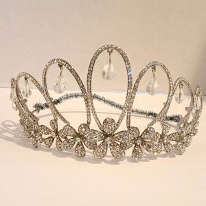 Beautiful crown tiara with flowers and crystals
